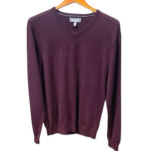Bonobos Merino Wool Vee Neck Sweater SZ L Standard Fit Burgundy Wine